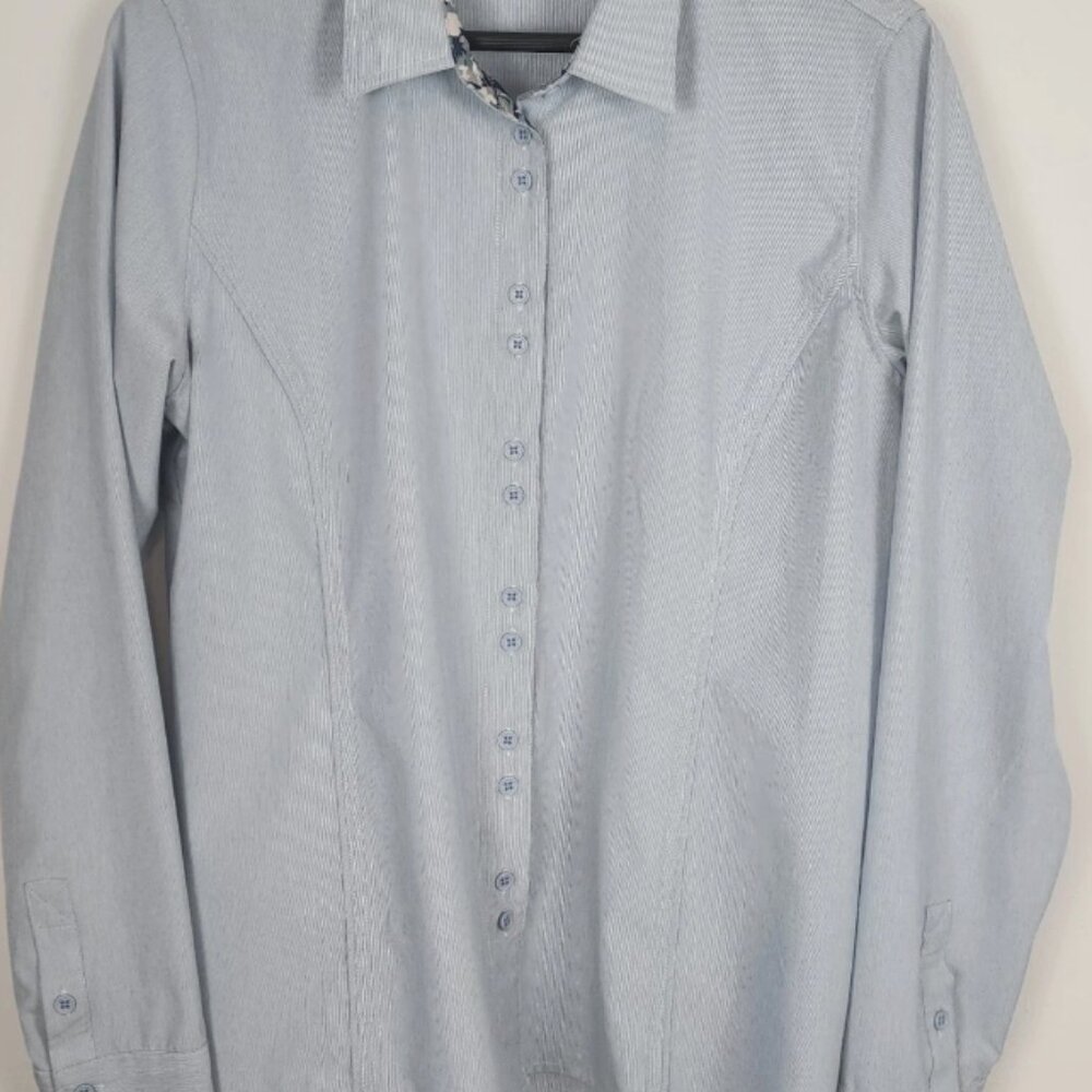 Kerrits Equestrian Long Sleeve Button Front Blue Shirt Women's